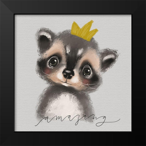 Amazing Raccoon Black Modern Wood Framed Art Print by Wieners, Valerie