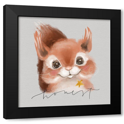 Honest Squirrel Black Modern Wood Framed Art Print with Double Matting by Wieners, Valerie