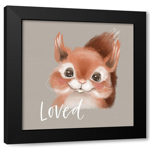 Loved Squirrel Black Modern Wood Framed Art Print with Double Matting by Wieners, Valerie