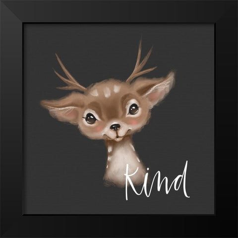 Kind Deer Black Modern Wood Framed Art Print by Wieners, Valerie