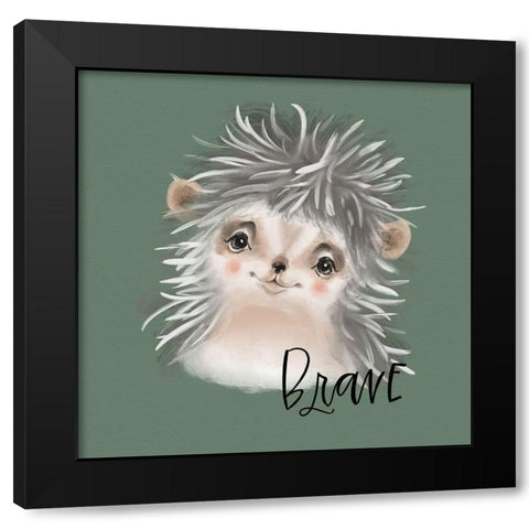 Brave Hedgehog Black Modern Wood Framed Art Print with Double Matting by Wieners, Valerie
