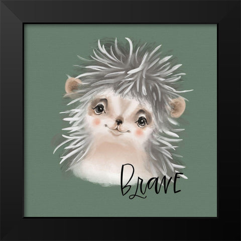 Brave Hedgehog Black Modern Wood Framed Art Print by Wieners, Valerie