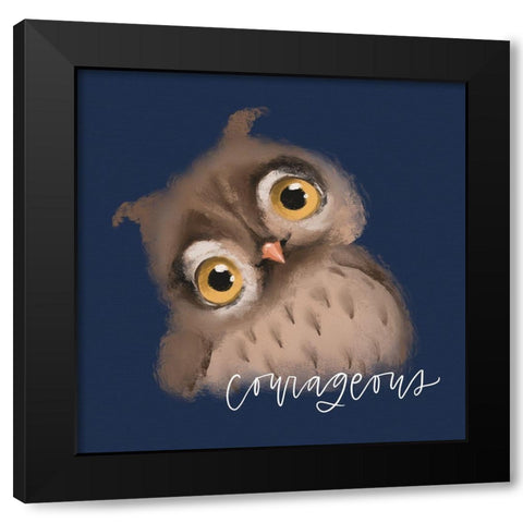 Courageous Owl Black Modern Wood Framed Art Print by Wieners, Valerie