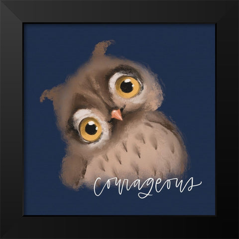 Courageous Owl Black Modern Wood Framed Art Print by Wieners, Valerie