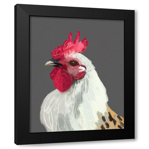 Rooster Black Modern Wood Framed Art Print by Wieners, Valerie