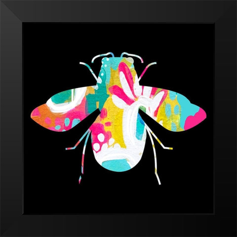 Bee Black Modern Wood Framed Art Print by Wieners, Valerie