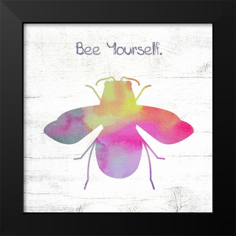 Bee Yourself Black Modern Wood Framed Art Print by Wieners, Valerie