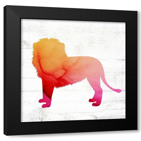 Lion Black Modern Wood Framed Art Print with Double Matting by Wieners, Valerie