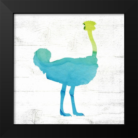 Ostrich Black Modern Wood Framed Art Print by Wieners, Valerie