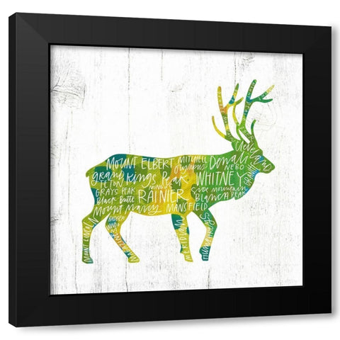 Elk Black Modern Wood Framed Art Print with Double Matting by Wieners, Valerie