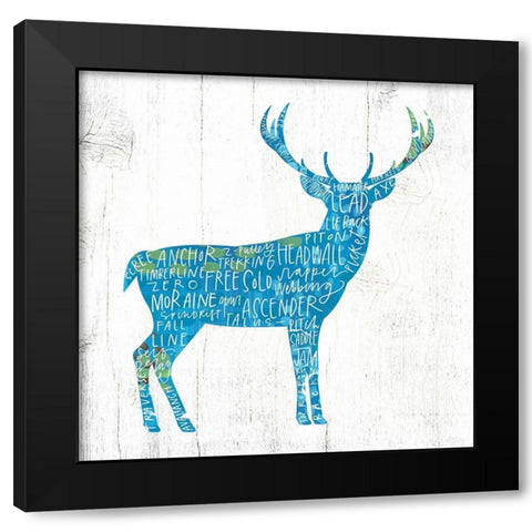 Deer Black Modern Wood Framed Art Print with Double Matting by Wieners, Valerie