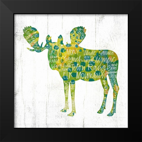 Moose Black Modern Wood Framed Art Print by Wieners, Valerie