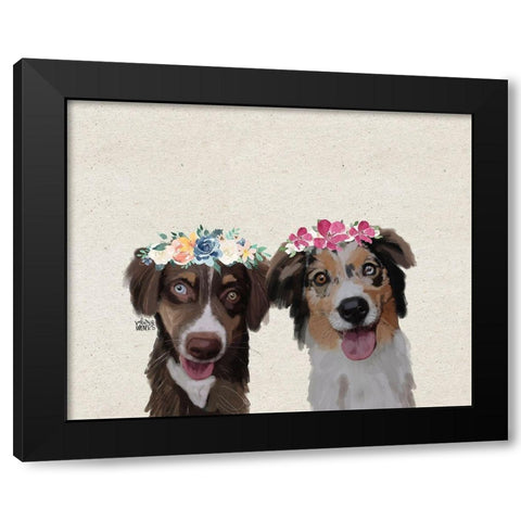 Australian Shepherds Black Modern Wood Framed Art Print by Wieners, Valerie