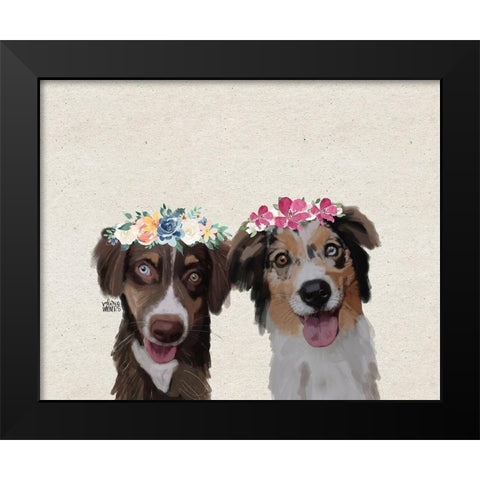 Australian Shepherds Black Modern Wood Framed Art Print by Wieners, Valerie