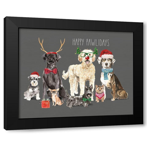 Holiday Dogs Black Modern Wood Framed Art Print by Wieners, Valerie
