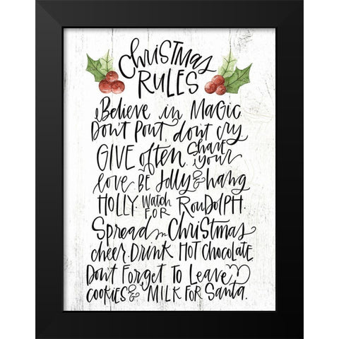 Christmas Rules Black Modern Wood Framed Art Print by Wieners, Valerie