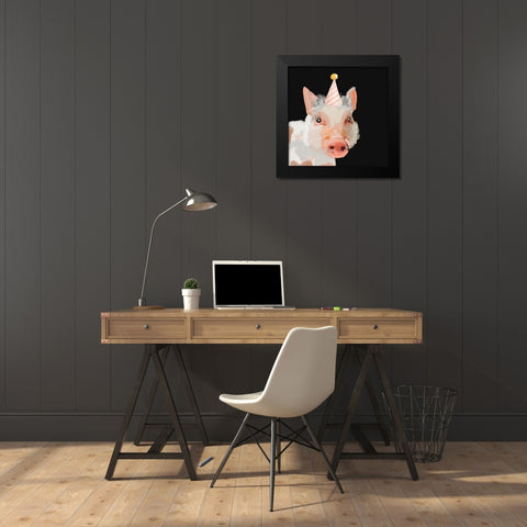 Pig Black Modern Wood Framed Art Print by Wieners, Valerie