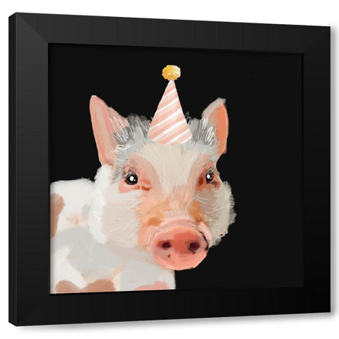 Pig Black Modern Wood Framed Art Print by Wieners, Valerie