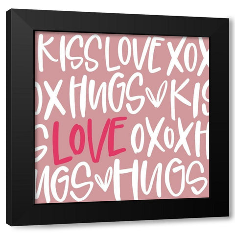 Hugs Black Modern Wood Framed Art Print with Double Matting by Wieners, Valerie