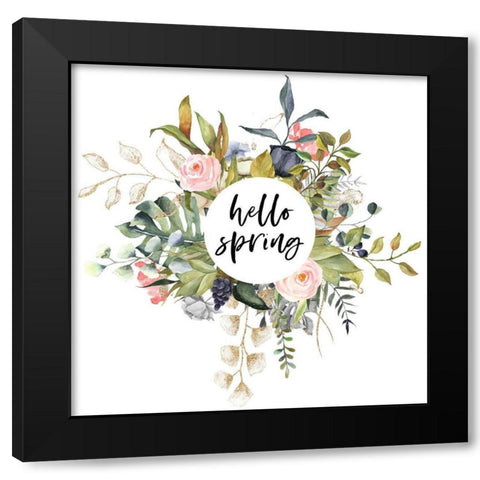 Hello Spring Black Modern Wood Framed Art Print by Wieners, Valerie