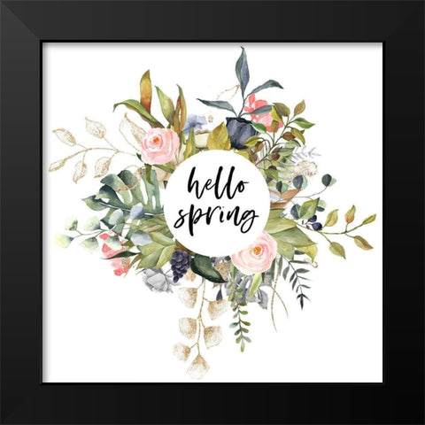 Hello Spring Black Modern Wood Framed Art Print by Wieners, Valerie