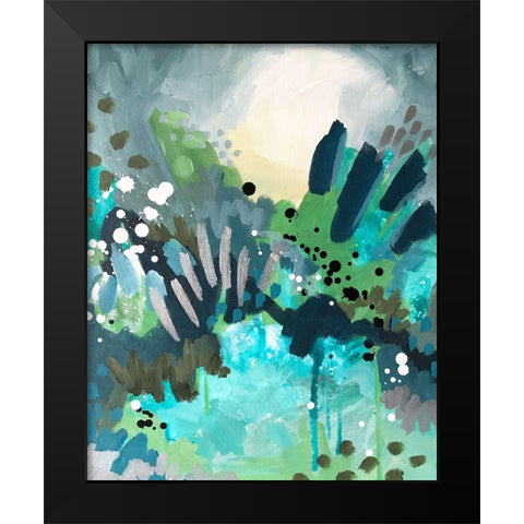Blue Black Modern Wood Framed Art Print by Wieners, Valerie