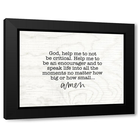 Dont Be Critical Black Modern Wood Framed Art Print by Wieners, Valerie