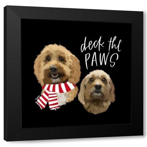 Deck the Paws Black Modern Wood Framed Art Print by Wieners, Valerie