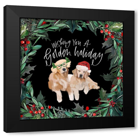 Golden Holiday Black Modern Wood Framed Art Print by Wieners, Valerie