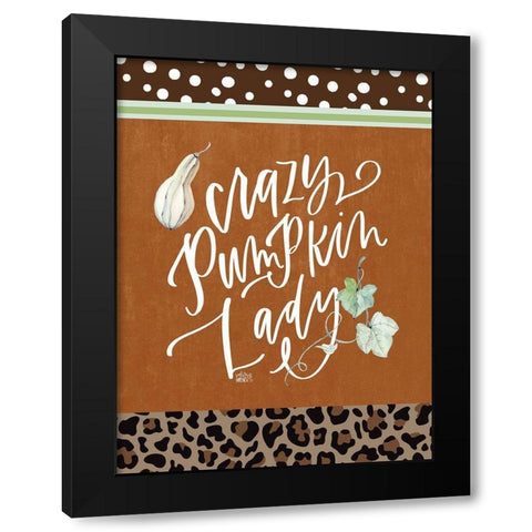 Crazy Pumpkin Lady Black Modern Wood Framed Art Print by Wieners, Valerie