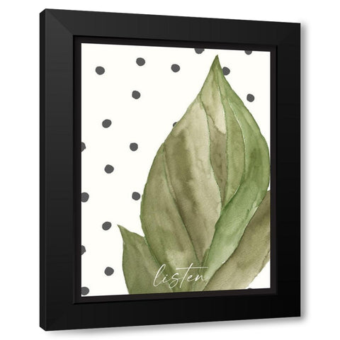 Listen Black Modern Wood Framed Art Print by Wieners, Valerie