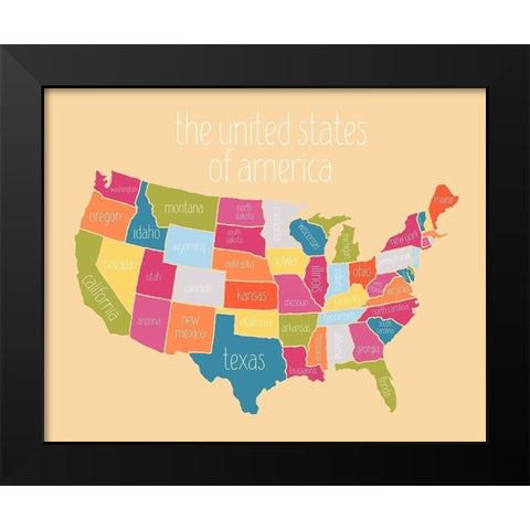 State Map Black Modern Wood Framed Art Print by Wieners, Valerie