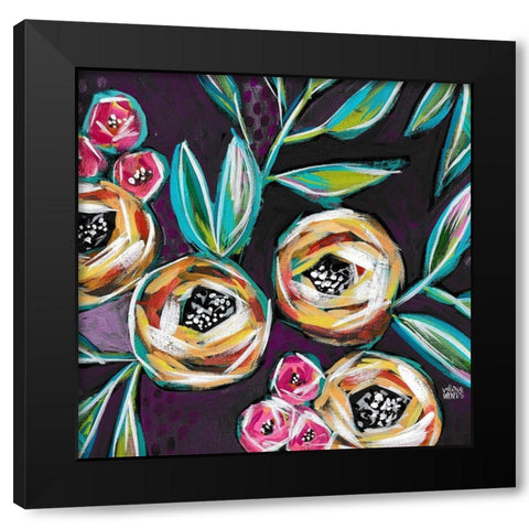 Purple Floral I Black Modern Wood Framed Art Print with Double Matting by Wieners, Valerie