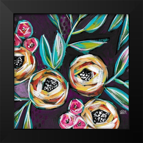 Purple Floral I Black Modern Wood Framed Art Print by Wieners, Valerie