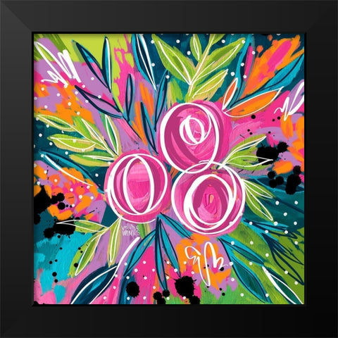 Pink Floral Black Modern Wood Framed Art Print by Wieners, Valerie