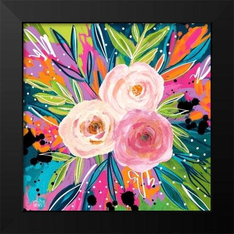 Pink Floral II Black Modern Wood Framed Art Print by Wieners, Valerie