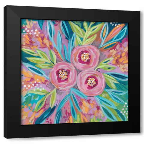Painted Floral Black Modern Wood Framed Art Print with Double Matting by Wieners, Valerie