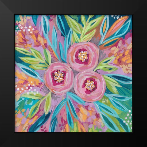 Painted Floral Black Modern Wood Framed Art Print by Wieners, Valerie