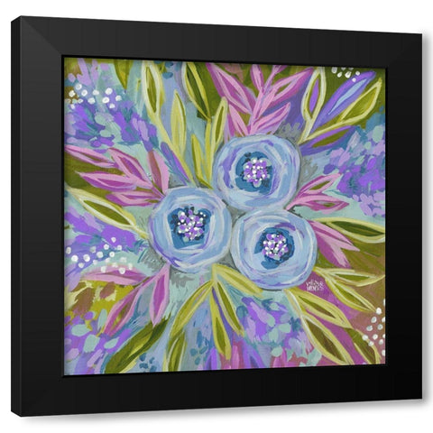 Purple Painted Floral Black Modern Wood Framed Art Print by Wieners, Valerie