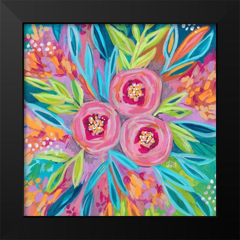 Bright Painted Floral Black Modern Wood Framed Art Print by Wieners, Valerie