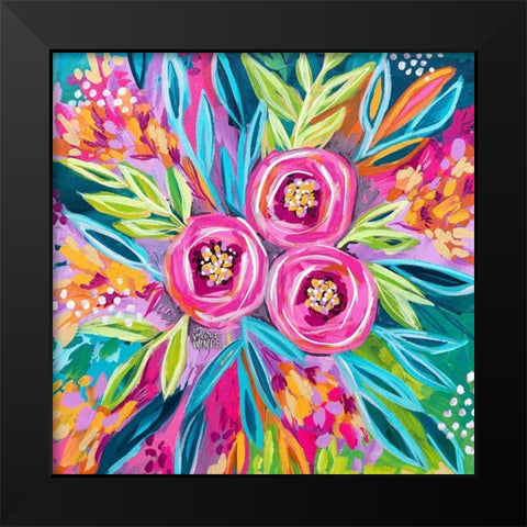 Painted Floral Black Modern Wood Framed Art Print by Wieners, Valerie