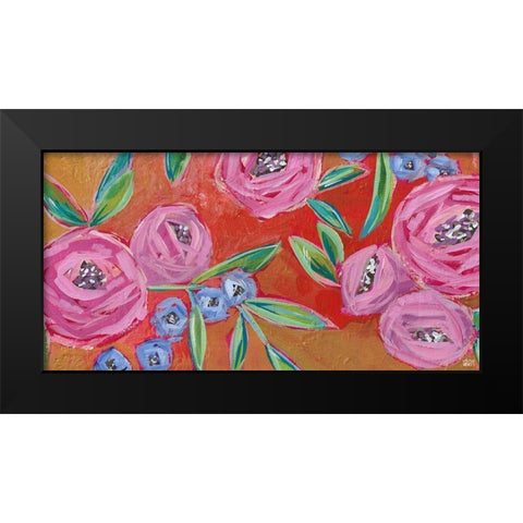 Orange, Yellow Floral Black Modern Wood Framed Art Print by Wieners, Valerie