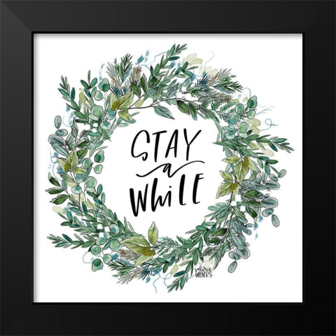 Stay Wreath Black Modern Wood Framed Art Print by Wieners, Valerie