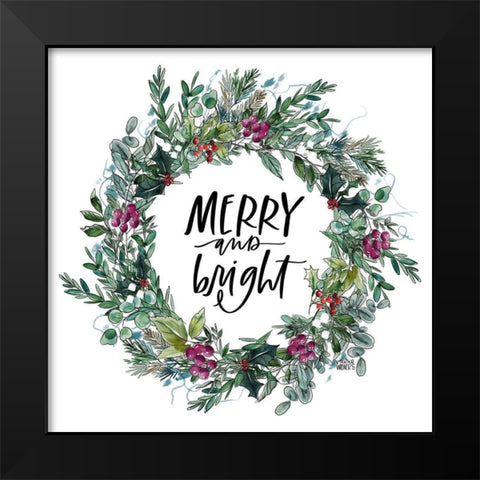 Bright Wreath Black Modern Wood Framed Art Print by Wieners, Valerie
