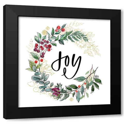 Joy Wreath Black Modern Wood Framed Art Print with Double Matting by Wieners, Valerie