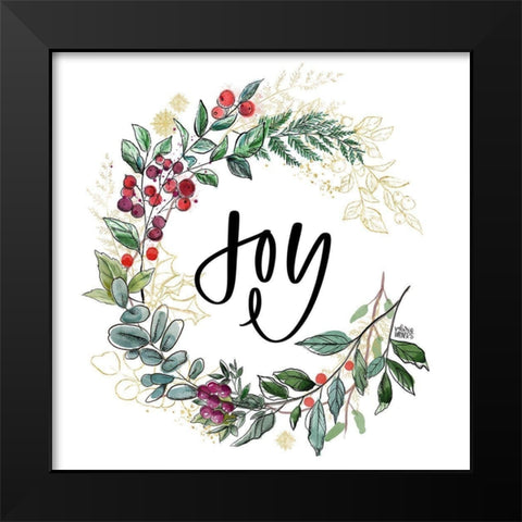 Joy Wreath Black Modern Wood Framed Art Print by Wieners, Valerie