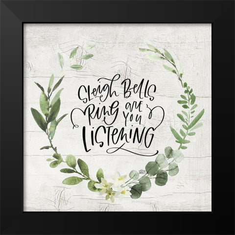 Sleigh Bells Black Modern Wood Framed Art Print by Wieners, Valerie