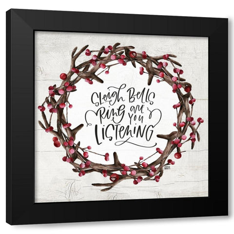 Sleigh Bells Black Modern Wood Framed Art Print with Double Matting by Wieners, Valerie
