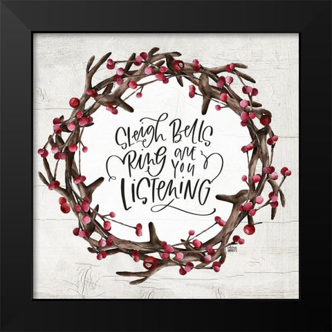 Sleigh Bells Black Modern Wood Framed Art Print by Wieners, Valerie