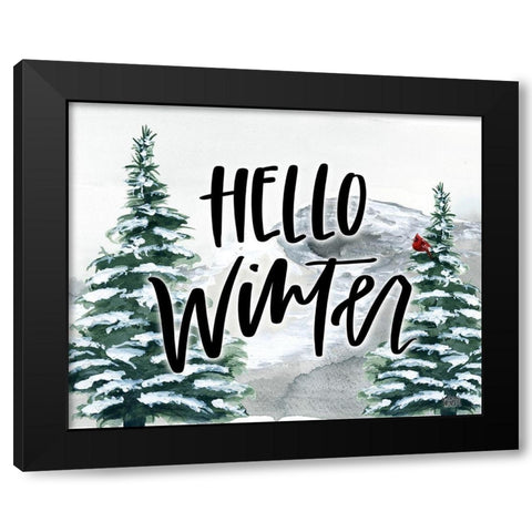 Hello Winter Black Modern Wood Framed Art Print by Wieners, Valerie
